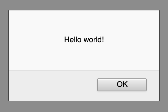 Hello World! alert window